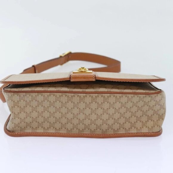 CELINE Macadam Canvas Shoulder Bag Beige Brown Gold Auth kk341V - Picture 6 of 16